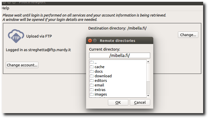 FTP folder selection